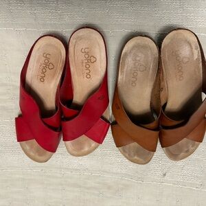 Yokono Women's Red and Brown Sandal Bundle